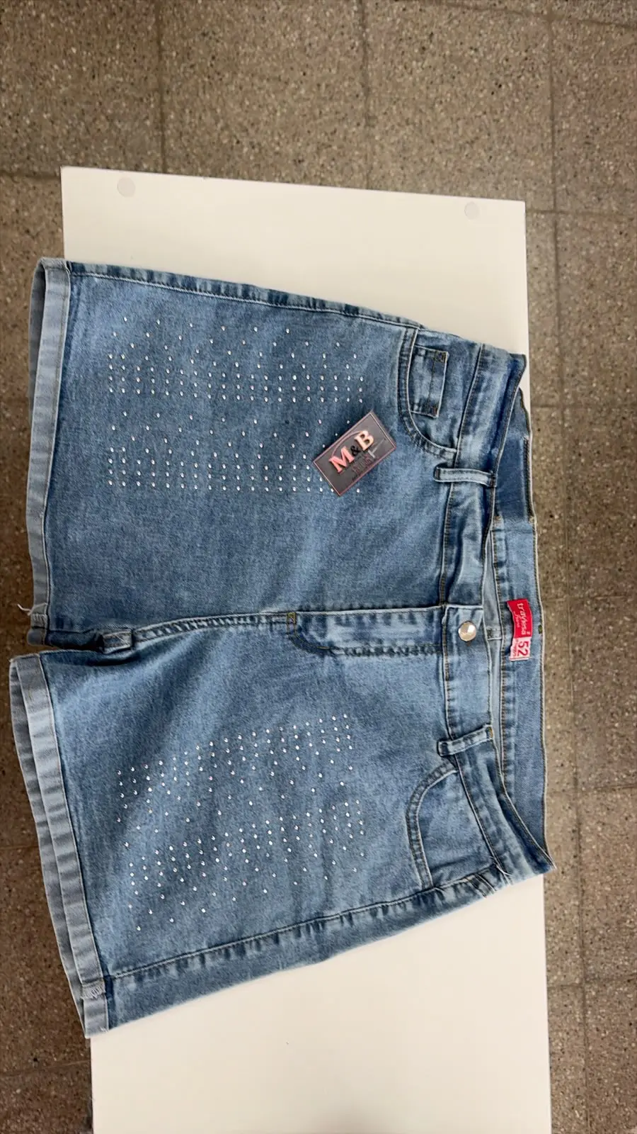 Short de jean mujer tiro alto elastizado con strass