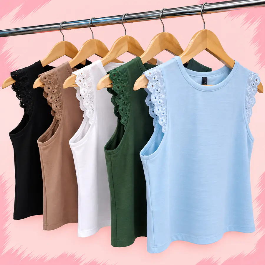Remera mujer con mangas de broderie