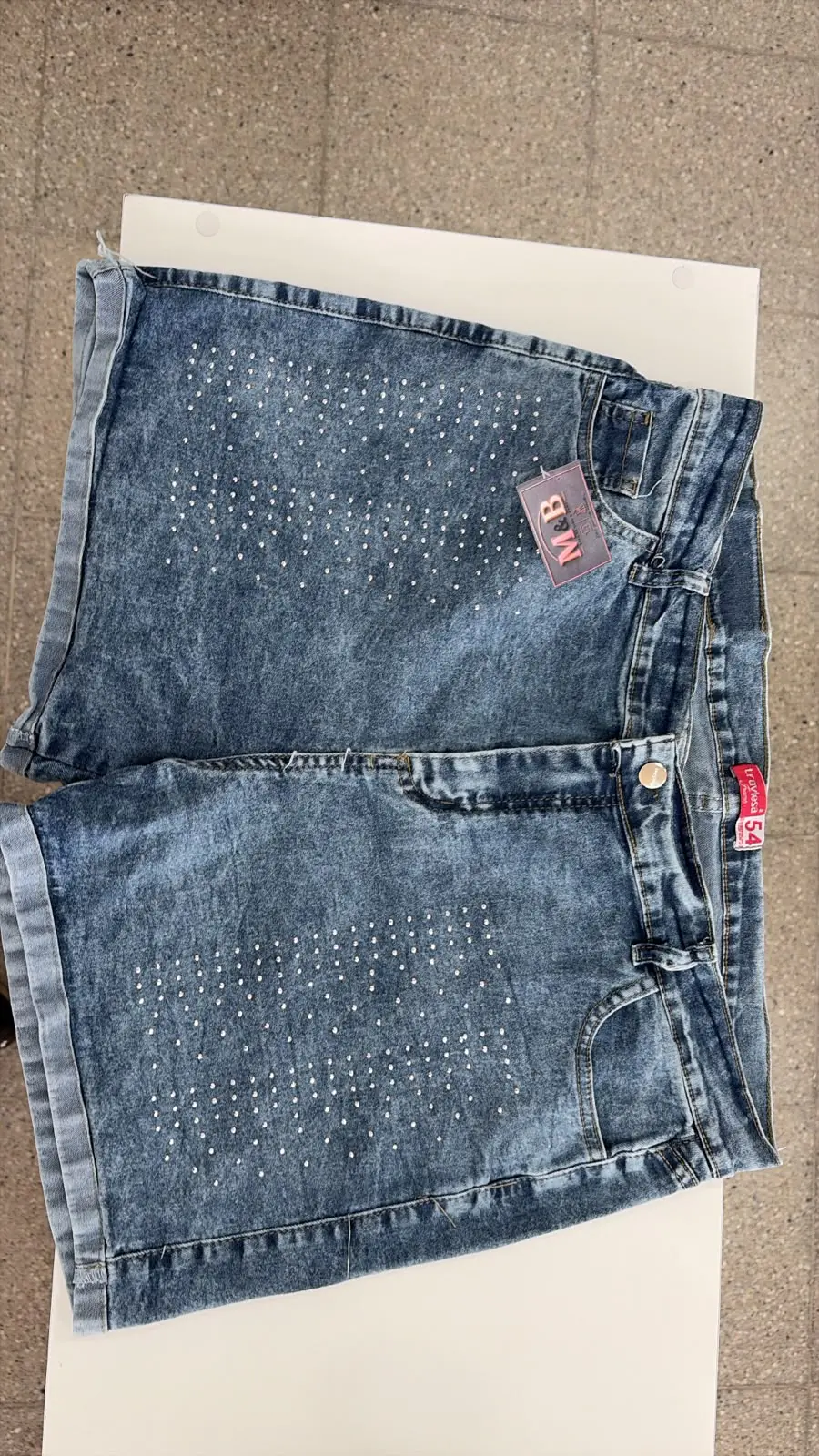 Short de jean mujer tiro alto elastizado con strass